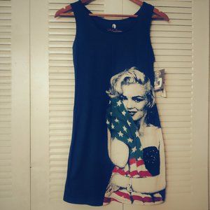 Marilyn Monroe USA Flag Tank Dress Navy XS Tags